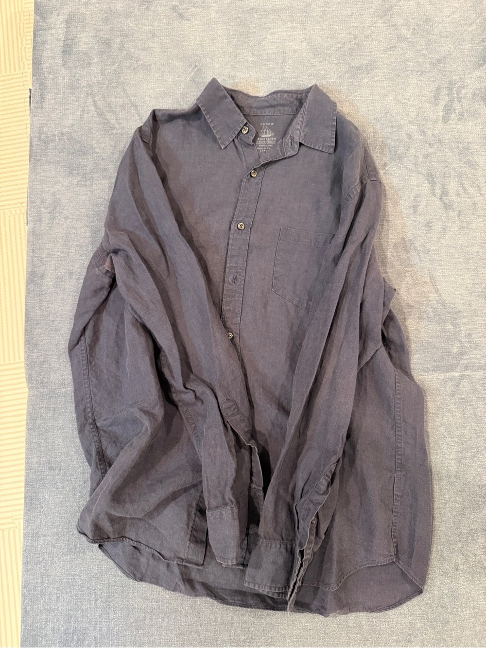 J. Crew Men's Casual Linen Button-Down Shirt — Blue